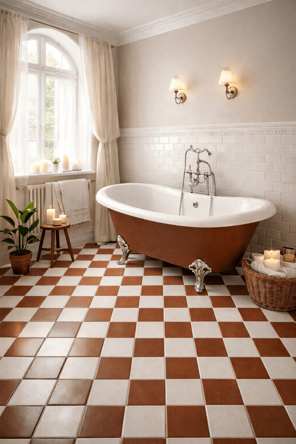 Schackrutigt Vit/Röd 20x20 CM Klinker - Trendi Kakel - KakelExpress