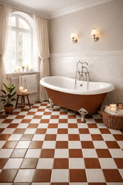 Schackrutigt Vit/Röd 20x20 CM Klinker - Trendi Kakel - KakelExpress