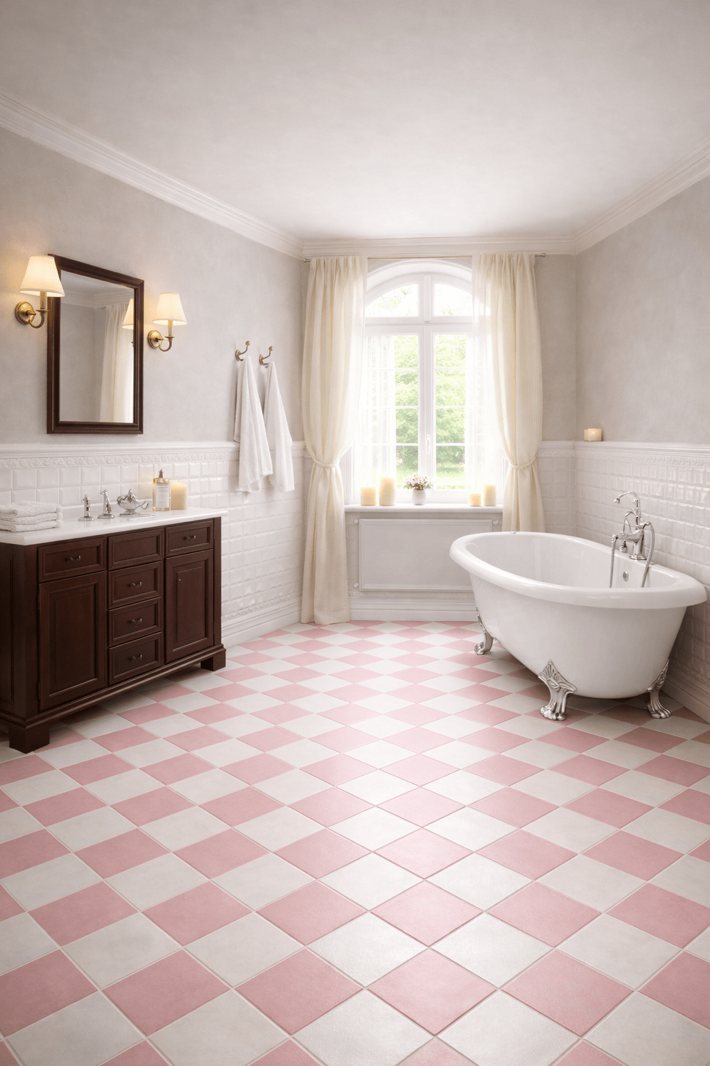 Schackrutigt Vit/Rosa 20x20 CM Klinker - Trendi Kakel - KakelExpress