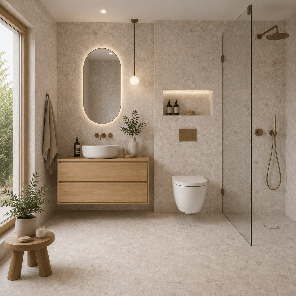 Terrazzo Beige Matt Rect. 60x60 CM Klinker - Trendi Kakel - KakelExpress