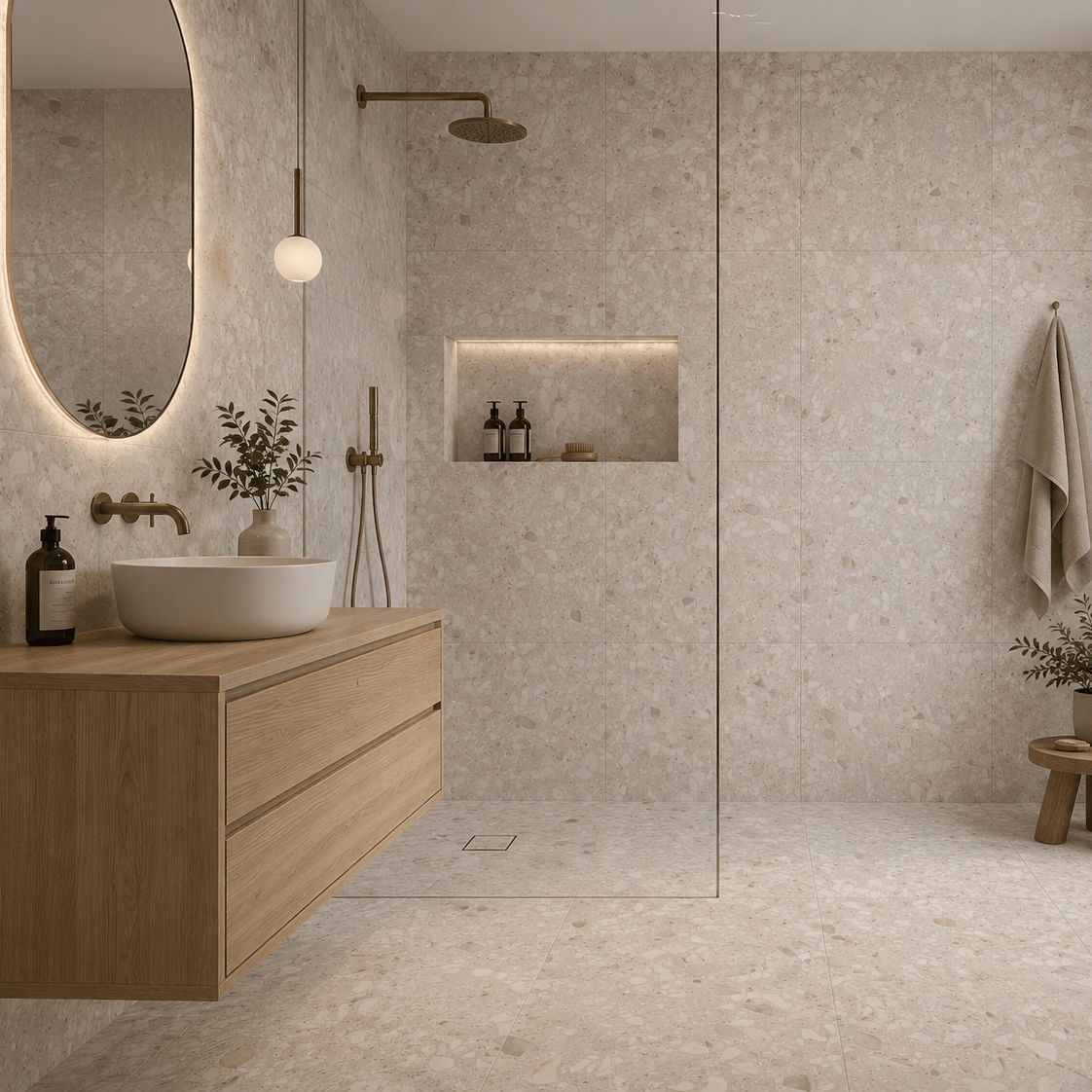Terrazzo Beige Matt Rect. 60x60 CM Klinker - Trendi Kakel - KakelExpress
