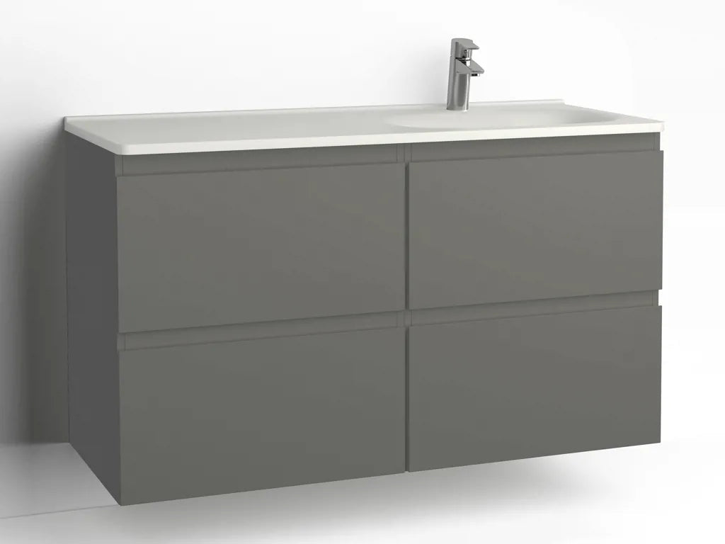 Tvättställsskåp Flow 1200 Betonggrå med 4 lådor Vedum - Vedum - KakelExpress