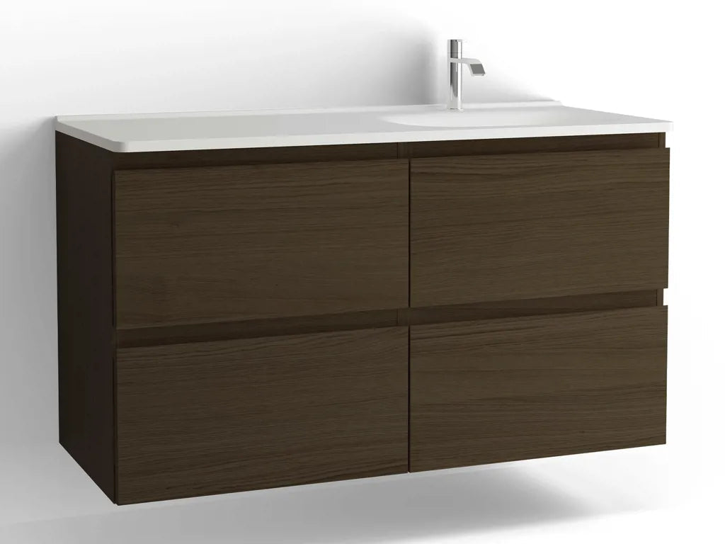 Tvättställsskåp Flow 1200 Brun ek med 4 lådor Vedum - Vedum - KakelExpress