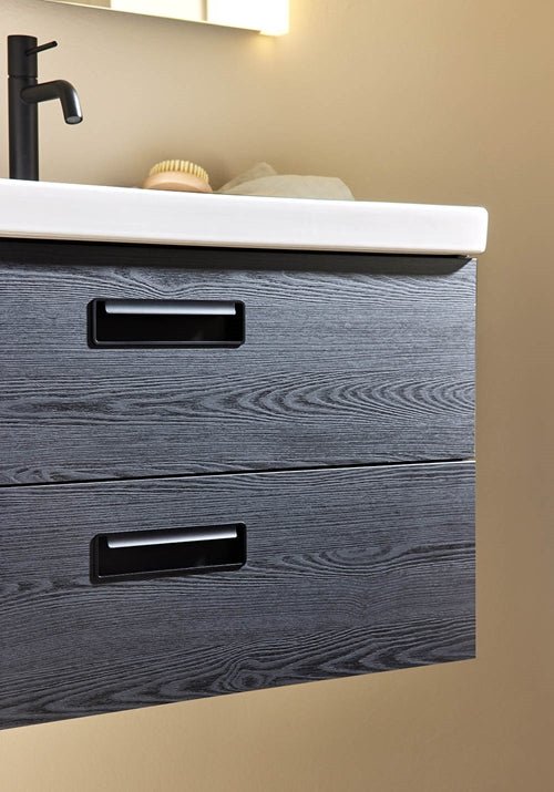 Tvättställsskåp Relounge Svart Trästruktur 600 med tvättställ Noro - Noro - KakelExpress