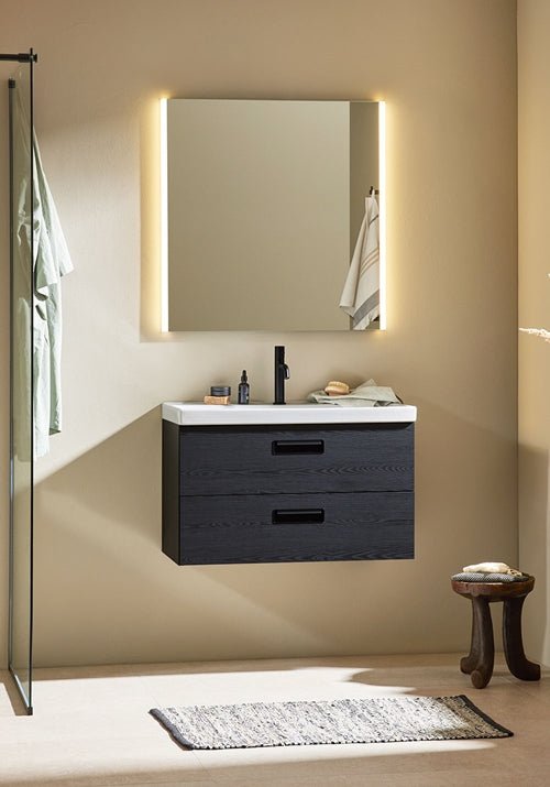 Tvättställsskåp Relounge Svart Trästruktur 800 med tvättställ Noro - Noro - KakelExpress