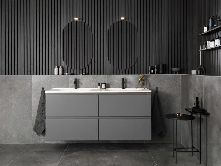 Tvättställsskåp Flow 1500 Betonggrå med 4 lådor Vedum