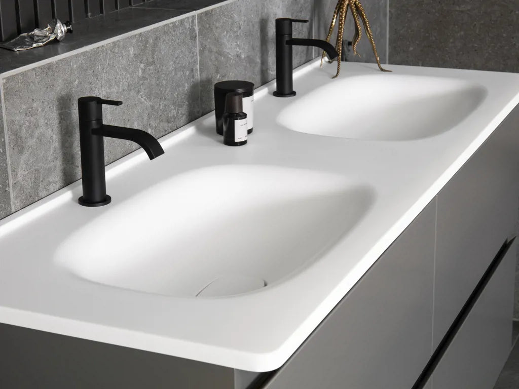 Tvättställsskåp Flow 1500 Betonggrå med 4 lådor Vedum