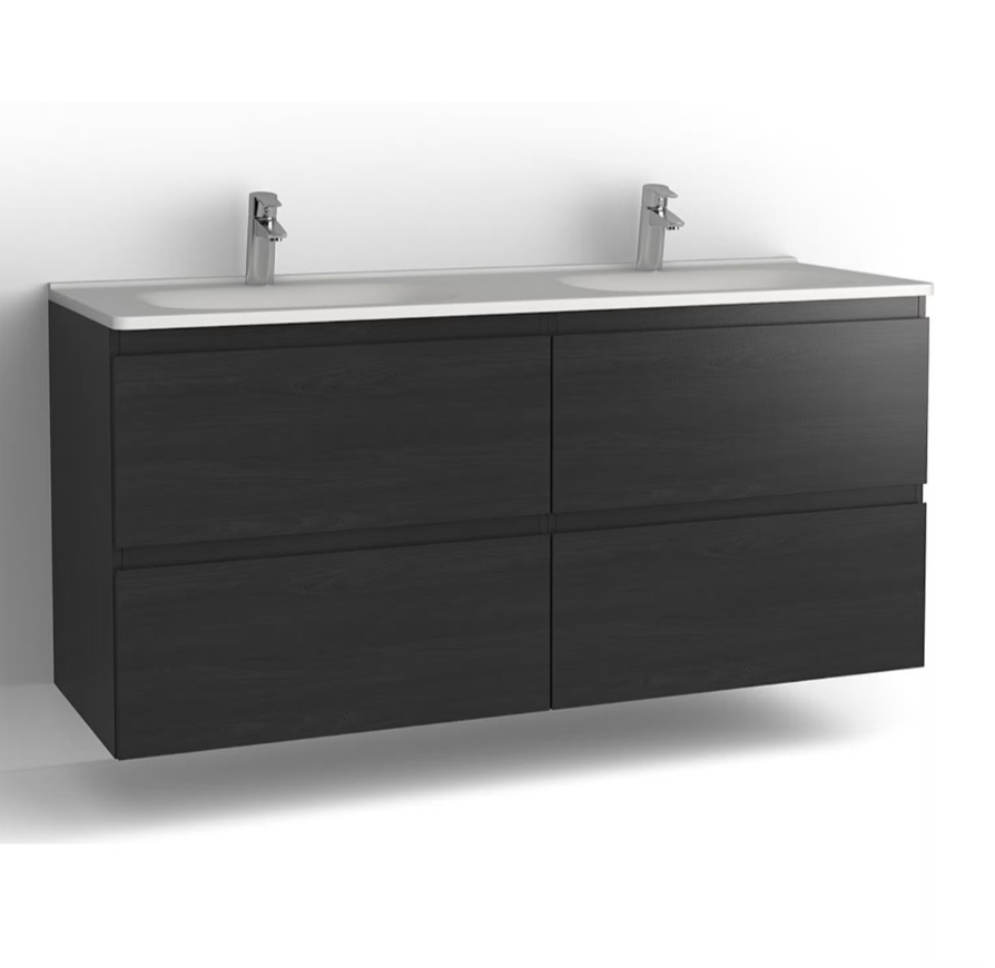 Tvättställsskåp Flow 1500 Svart ask med 4 lådor Vedum