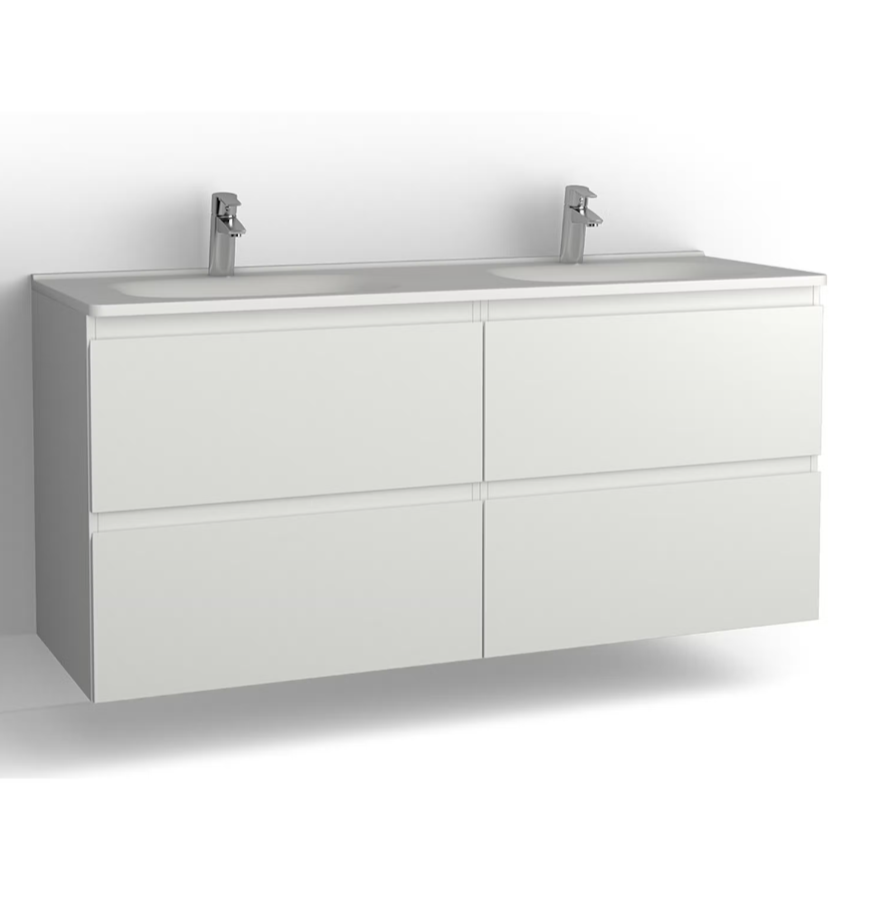 Tvättställsskåp Flow 1500 Vit med 4 lådor Vedum