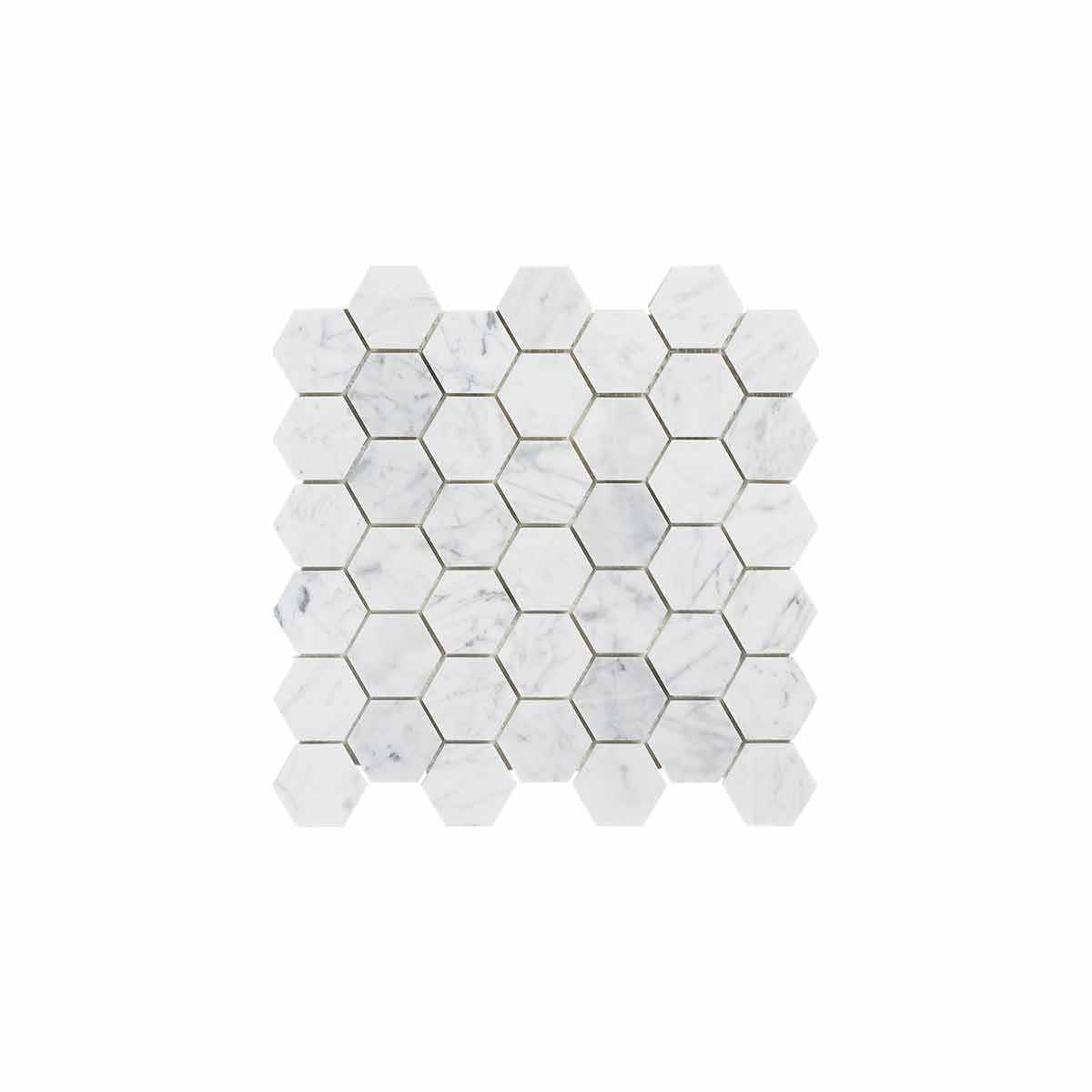 Naturstensmosaik White Marble Hexagon 45x45 MM - tidlöst - KakelExpress